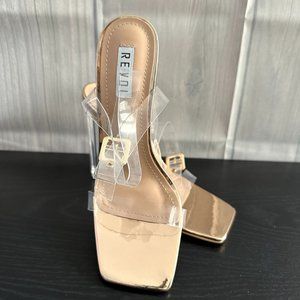 Revol Women's Ankle Strap High Heel Sandals - Transparent heels  - Square Heels